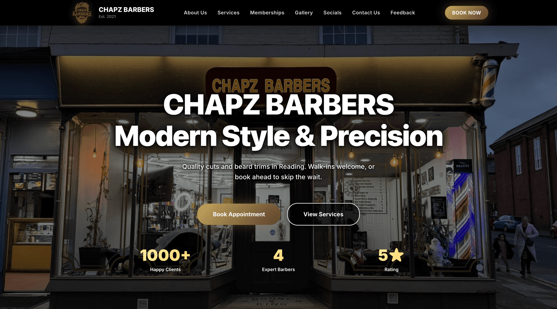 Chapz Barbershop landing page
