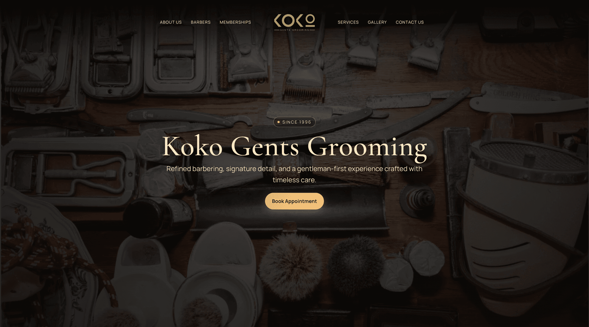 Kokogents Grooming landing page